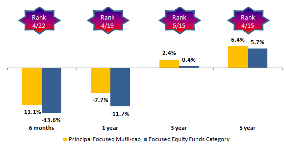 Mutual Funds - Trailing returns of Principal Focused Multi-cap fund for different periods