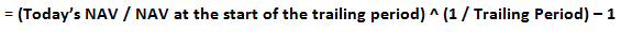 The formula for trailing return The formula for trailing return