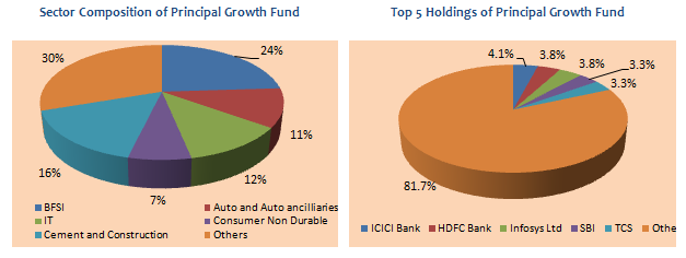 Equity Funds Diversified - Sector Composition and Top 5 Holdings of Principal Growth Fund
 Equity Funds Diversified - Sector Composition and Top 5 Holdings of Principal Growth Fund