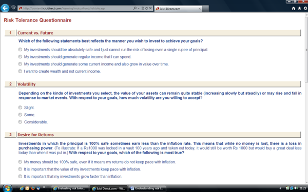 Measuring Risk Tolerance of investors