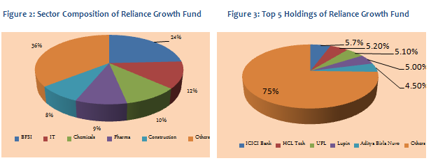 Mutual Fund - Sector Composition and Top 5 Holdings of Reliance Growth Fund