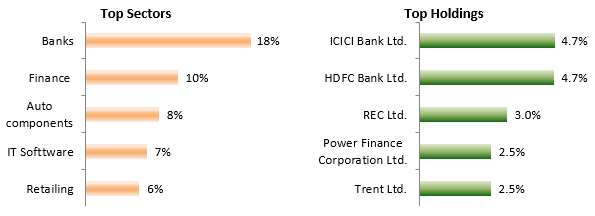 The top sectors and holdings of the scheme