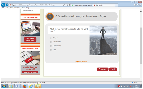 ICICI Prudential Mutual Fund’s Risk Profiling tool ICICI Prudential Mutual Fund’s Risk Profiling tool