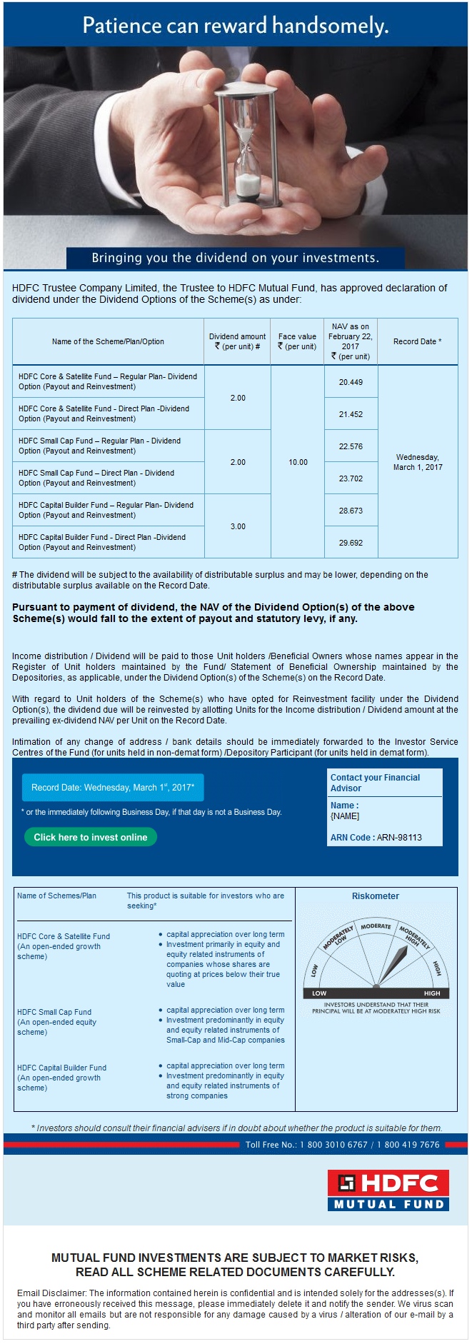 HDFC Core & Satellite Fund, HDFC Small Cap Fund & HDFC Capital Builder Fund