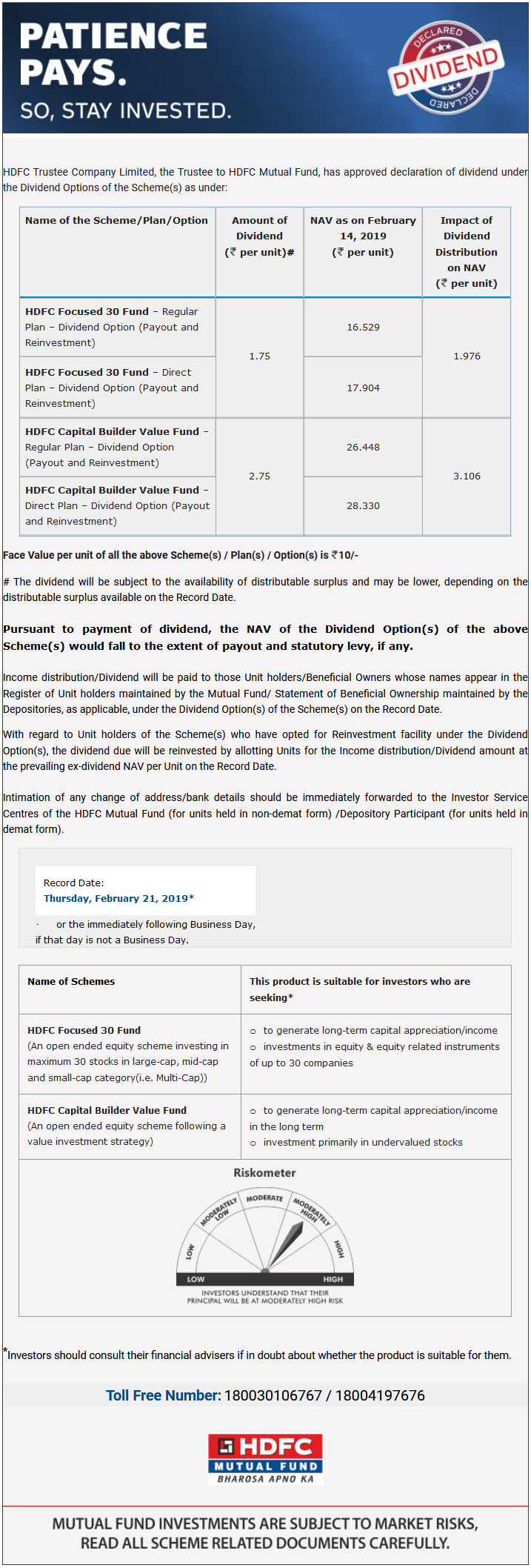 HDFC Focused 30 Fund and HDFC Capital Builder Value Fund