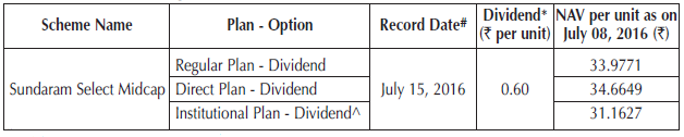 Dividends in Sundaram Mutual Fund Dividends in Sundaram Mutual Fund