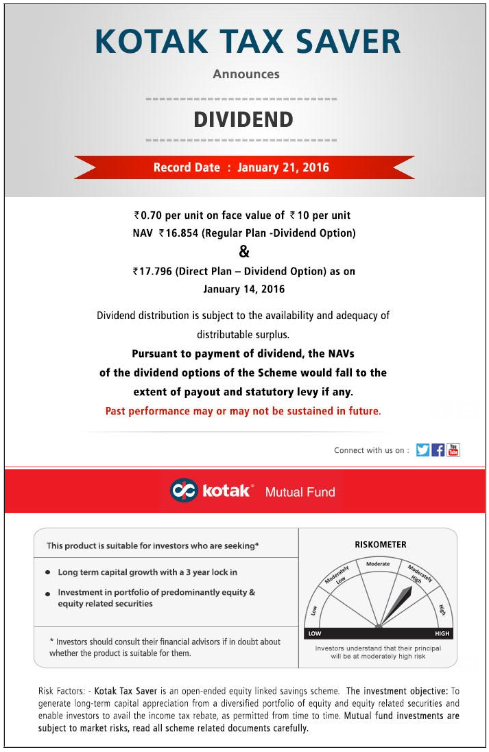 Dividend in Kotak Tax Saver