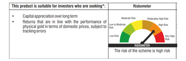 An open-ended scheme replicating/tracking domestic price of Gold