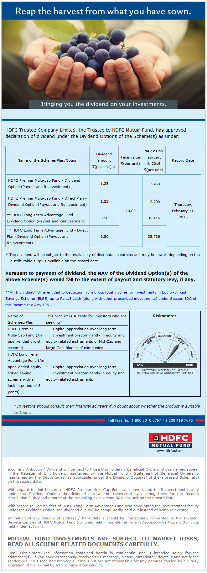 HDFC Premier Multi-cap Fund and HDFC Long Term Advantage Fund