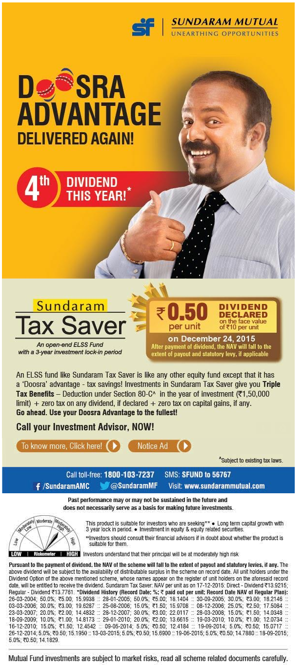 Sundaram Tax Saver declares 4th dividend this year