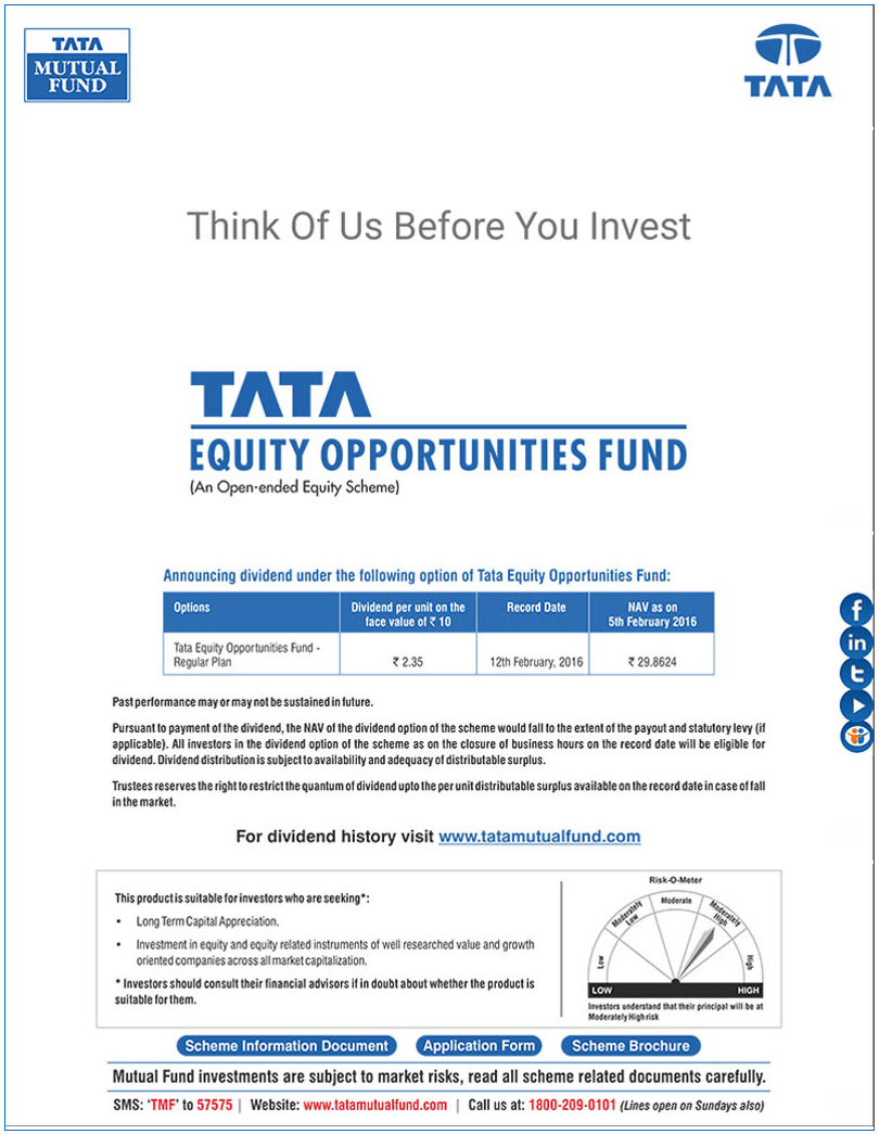 Dividend in Tata Equity Opportunities Fund