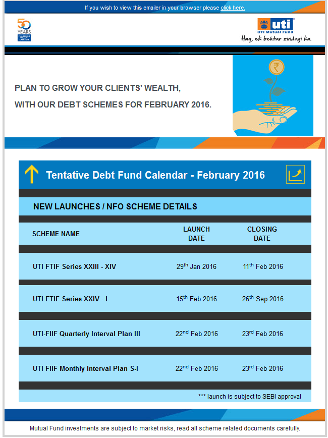 Tentative Debt Fund Calendar - February 2016